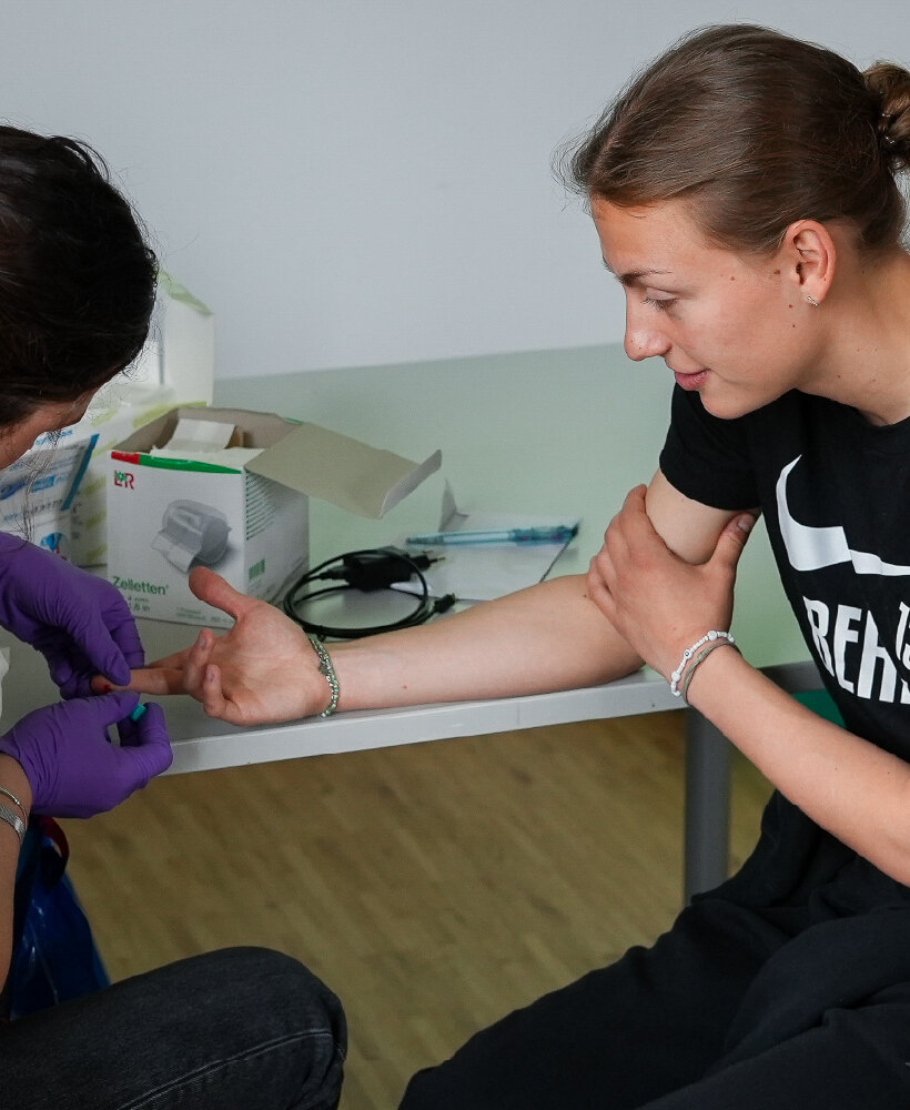Capillary blood sample being taken
