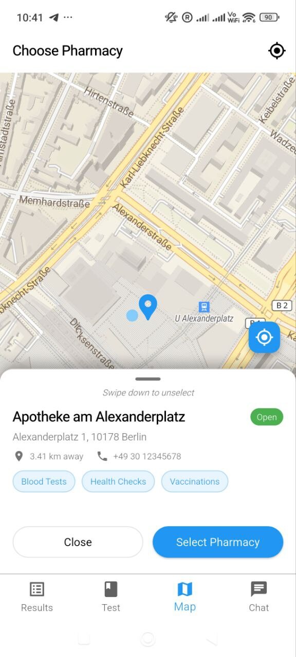 Поиск ближайшей аптеки в приложении Igloo Health